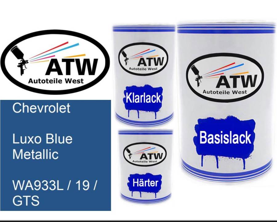 Chevrolet, Luxo Blue Metallic, WA933L / 19 / GTS: 500ml Lackdose + 500ml Klarlack + 250ml Härter - Set, von ATW Autoteile West.